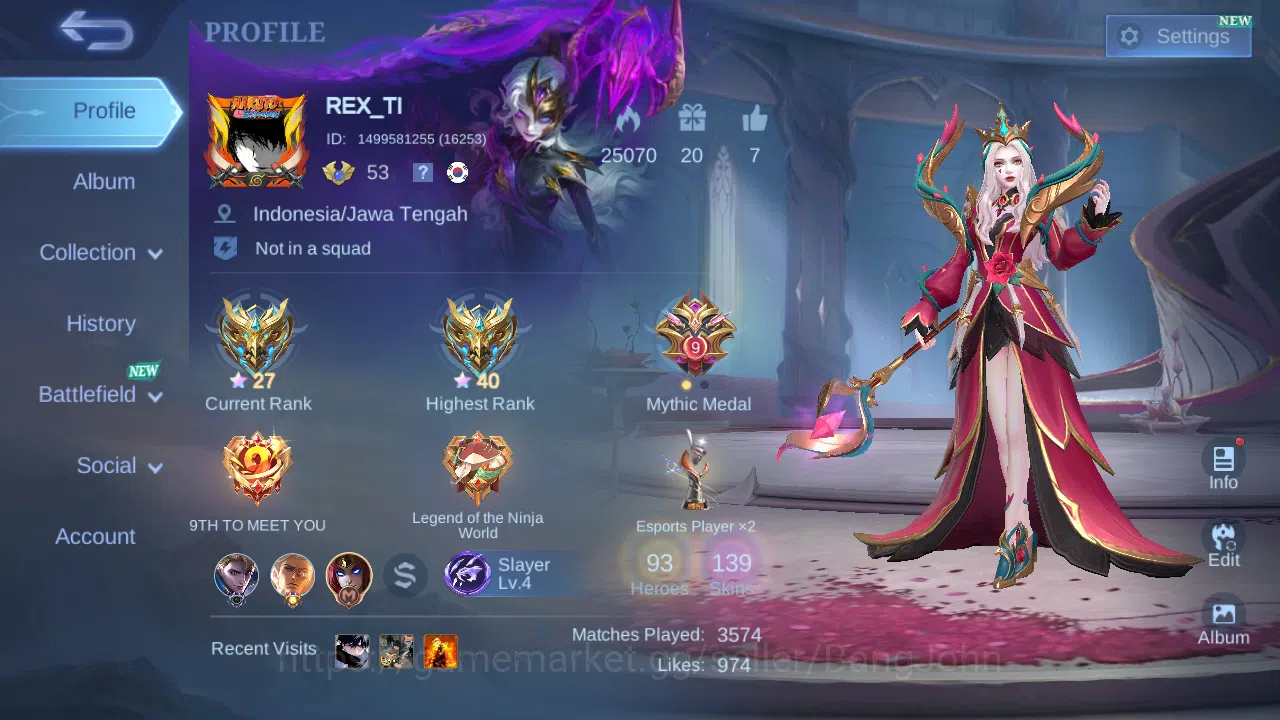 Hero 93 | skin 139 | cc natalia | epic vexana | epic roger | spongebob cyclops | epic change | epic nana | dragon tamer valir ~ ML603B Mobile Legends: Bang Bang Others Hero 93 | skin 139 | cc natalia | epic vexana | ep image 1