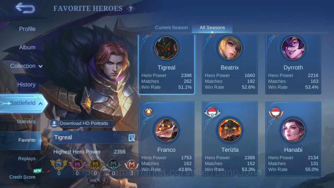 Mobile Legends: Bang Bang Accounts Others Hero 93 | skin 139 | cc natalia | epic vexana | epic roger | spongebob cyclops 4