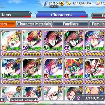 Bleach: Brave Souls Accounts High-End Global|BP 822K+1K CC|11 TYBW26 Robert,Gremy,Aizen,Shunsui,11th