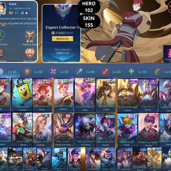 Mobile Legends: Bang Bang Accounts Smurf BEST OFFER | HERO 102 | SKIN 155 | GAARA VALE | SPONGEBOB CYCLOPS | P.ACE FANNY
