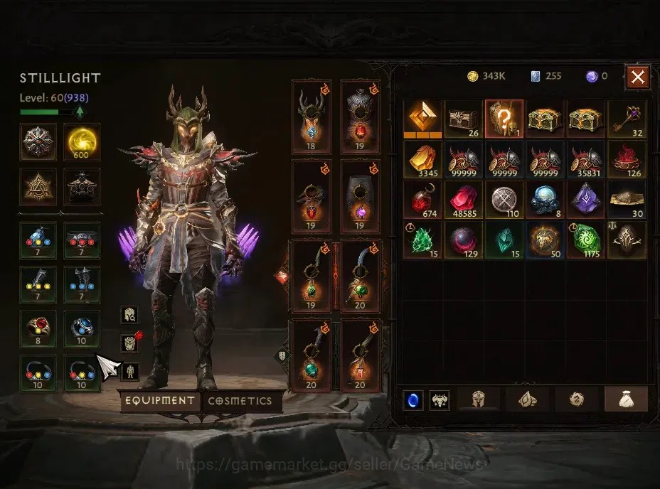 Diablo Immortal Accounts High-End SEA-Anu|CS ON|Lv60(938)|Tempest|CR 2k|Reso 600|Paragon Maledictor|INFERNO VII|3 5