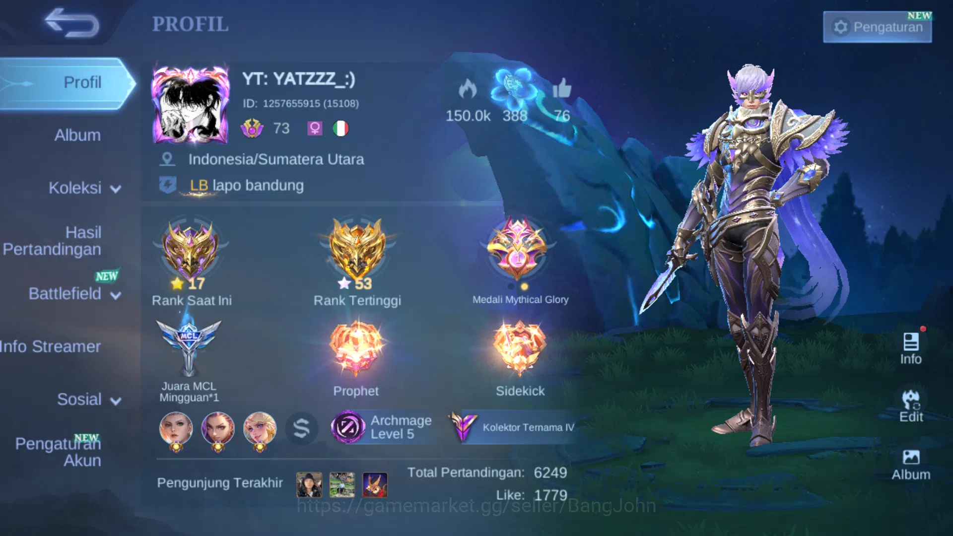 Skin 205 | Hero 127 | 2 RECALL EPIC TAS TAS | CC Gusion | Prime Yu Zhong | Luckybox Alice | Seintsaiya Badang | Dragontamer Ling | ML103B Mobile Legends: Bang Bang Others Skin 205 | Hero 127 | 2 RECALL EPIC TAS TAS | CC G image 1