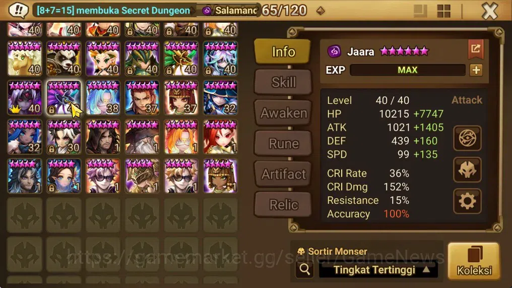 Summoners War: Sky Arena Accounts End-Game ASIA Lv100|3 LD(51LV3R,Beelzebub,Jaara)+78Total NB5,139 6*Monsters|Solor5 10