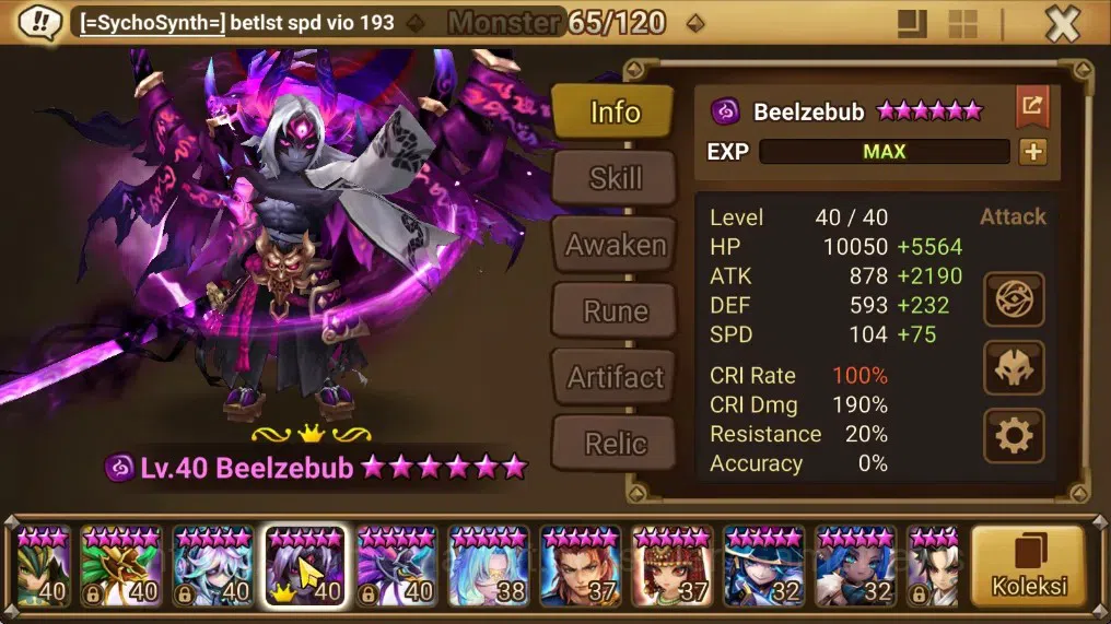 Summoners War: Sky Arena Accounts End-Game ASIA Lv100|3 LD(51LV3R,Beelzebub,Jaara)+78Total NB5,139 6*Monsters|Solor5 12