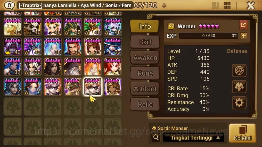Summoners War: Sky Arena Accounts End-Game ASIA Lv100|3 LD(51LV3R,Beelzebub,Jaara)+78Total NB5,139 6*Monsters|Solor5 15