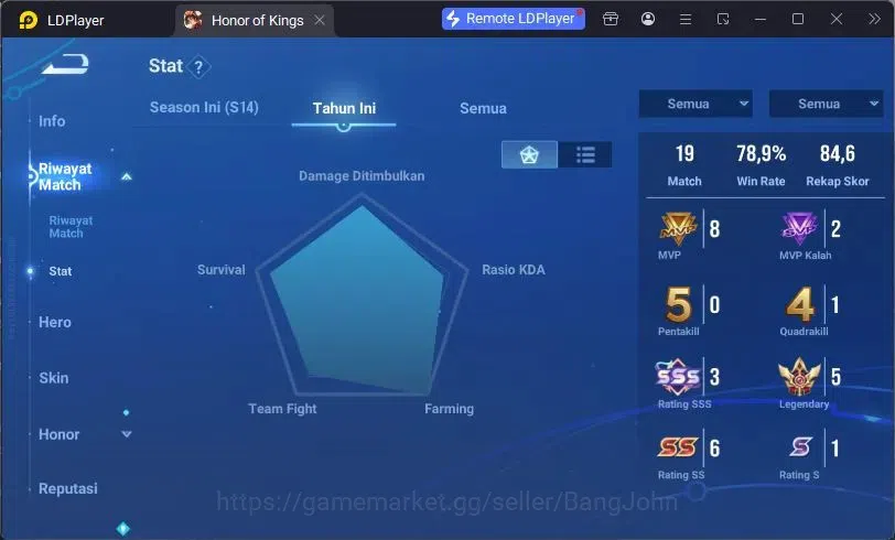 Honor of Kings Accounts Global Hero74 Skin47 |Legend LadySun+Angela|LOM Gu image 3