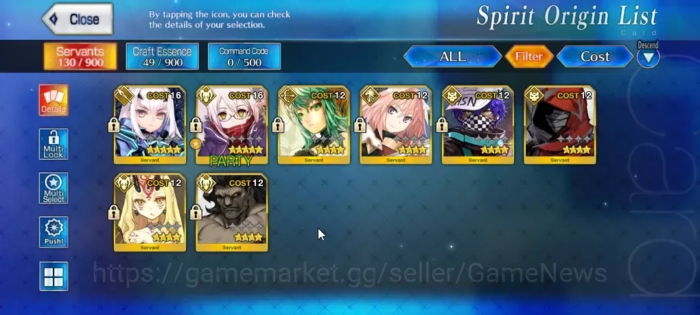Fate-Grand Order Accounts NA Starter Fuyuki Lv 1|2 SSR Servant Melusine & Myst Heroine X (Alter)|42 Golden Apple|Birthday 1