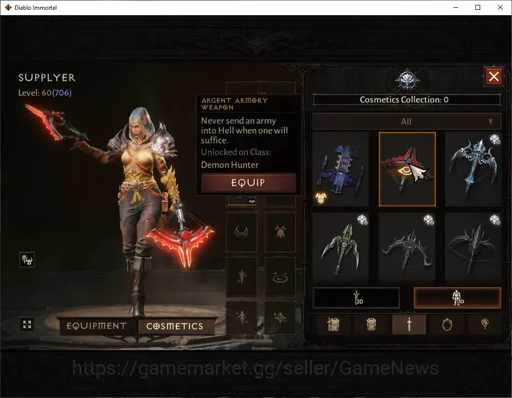 Diablo Immortal Accounts SEA - Vasily|CS ON|Lv60(706)|Demon Hunter|42k CR|R image 10