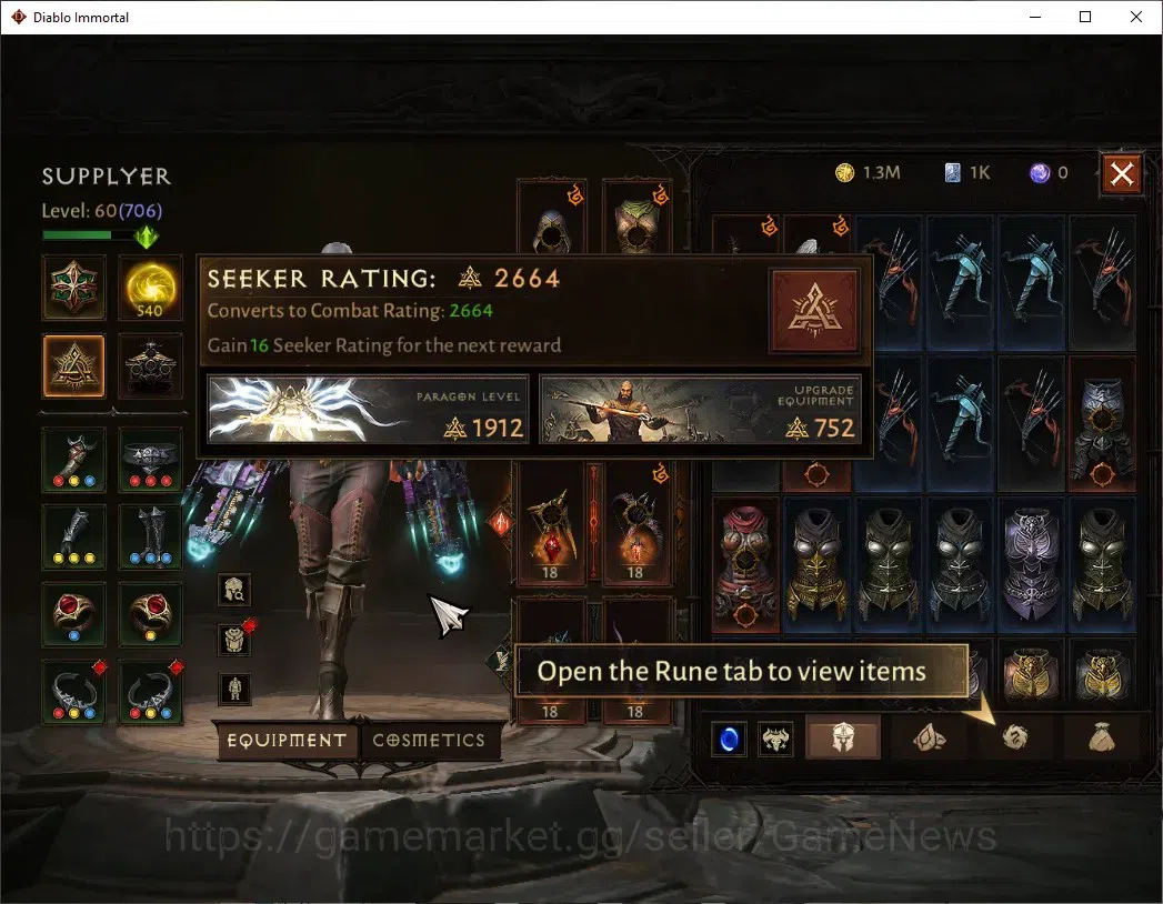 Diablo Immortal Accounts SEA - Vasily|CS ON|Lv60(706)|Demon Hunter|42k CR|R image 5