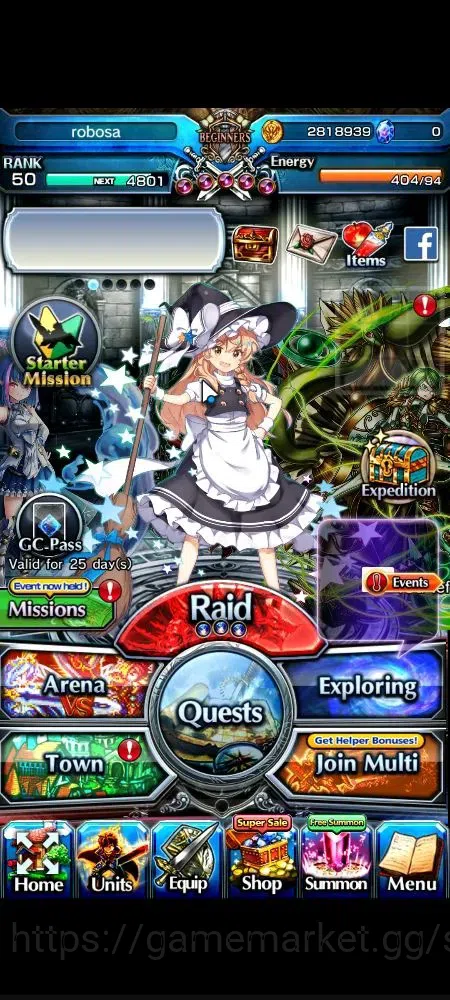 Grand Summoners Accounts Global|Rank 50|4 Ascend+1 TW|Marisa Kirisame+TW,St image 1