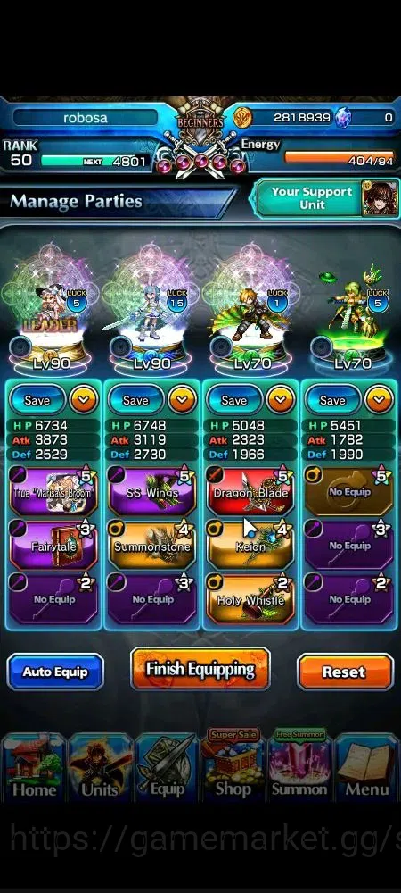 Grand Summoners Accounts Global|Rank 50|4 Ascend+1 TW|Marisa Kirisame+TW,St image 3