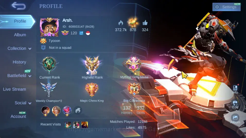 Mobile Legends: Bang Bang Accounts Hero 132|Skin 332|High Immo 107|CC[YSS,Nata],LBox[ image 2