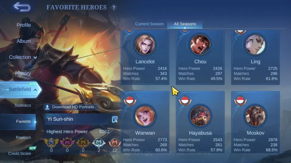 Mobile Legends: Bang Bang Accounts Hero 132|Skin 332|High Immo 107|CC[YSS,Nata],LBox[ image 7