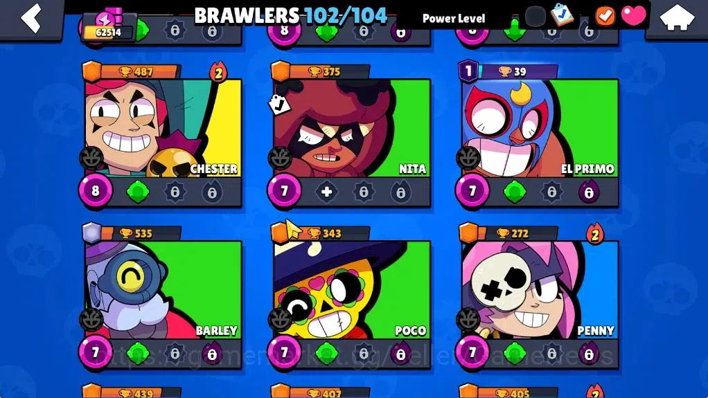 Brawl Stars Accounts 62514 Trophy|102Brawlers 19Max|UL Kaze&Sirius|10k 16