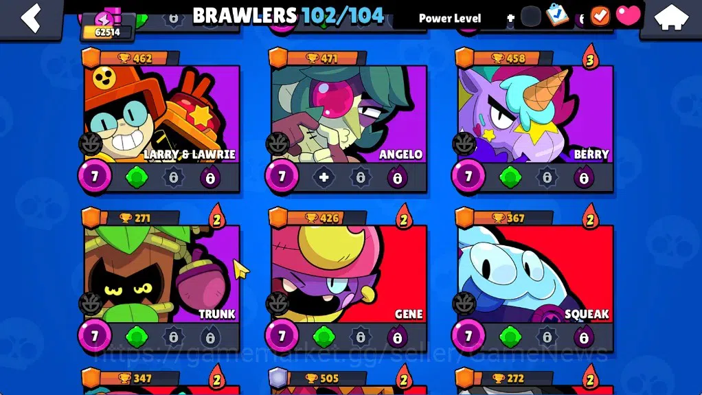 Brawl Stars Accounts 62514 Trophy|102Brawlers 19Max|UL Kaze&Sirius|10k 19