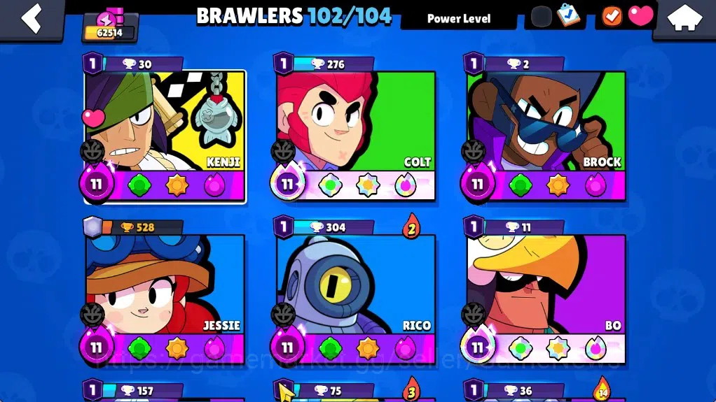 Brawl Stars Accounts 62514 Trophy|102Brawlers 19Max|UL Kaze&Sirius|10k 8