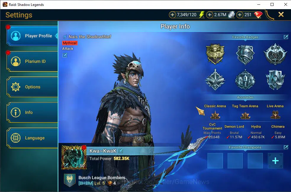Raid: Shadow Legends Accounts Lv50 582K Power|1 Mythical (Nais)|19 Legendary (Cr image 2