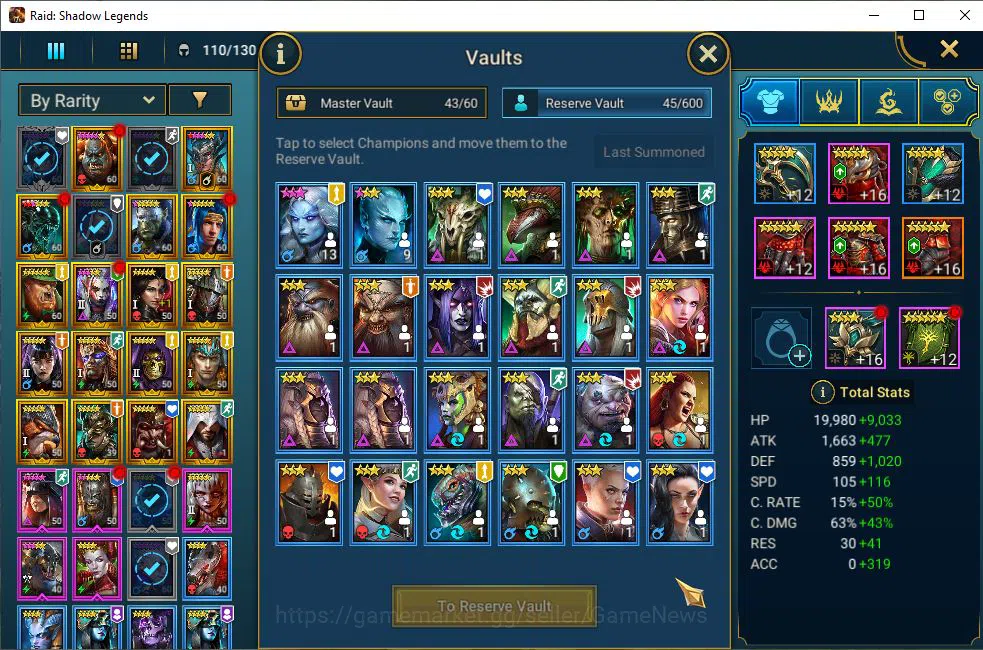 Raid: Shadow Legends Accounts Lv50 582K Power|1 Mythical (Nais)|19 Legendary (Cr image 5