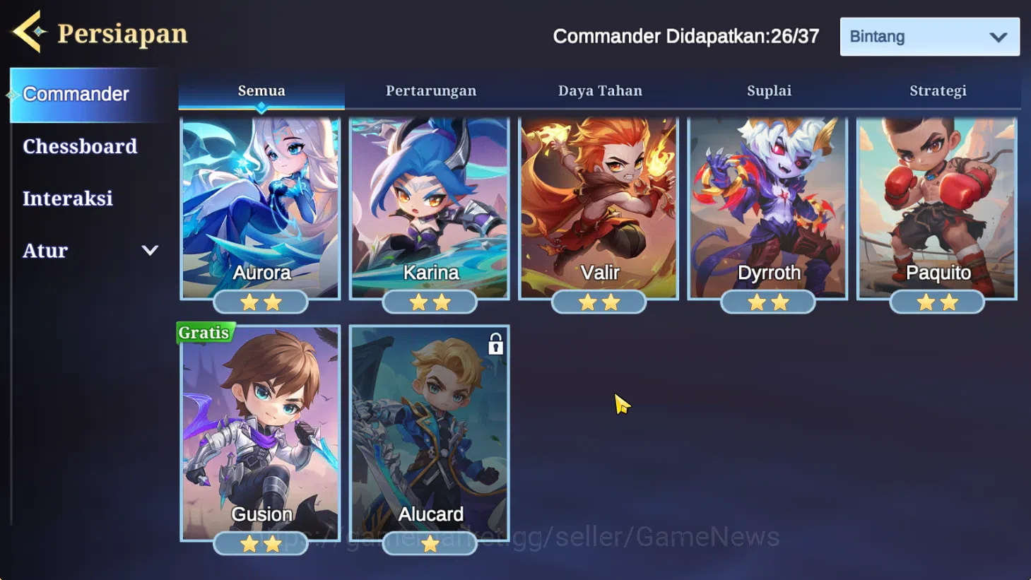 Magic Chess: Go Go Accounts High Tag Team Immortal 597|26 Commander 4 Max|Epic (Lancelot),Special (Layla Blue Spectre),6 15