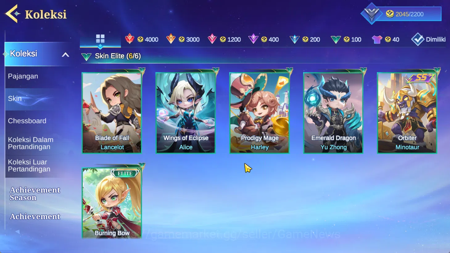 Magic Chess: Go Go Accounts High Tag Team Immortal 597|26 Commander 4 Max|Epic (Lancelot),Special (Layla Blue Spectre),6 8