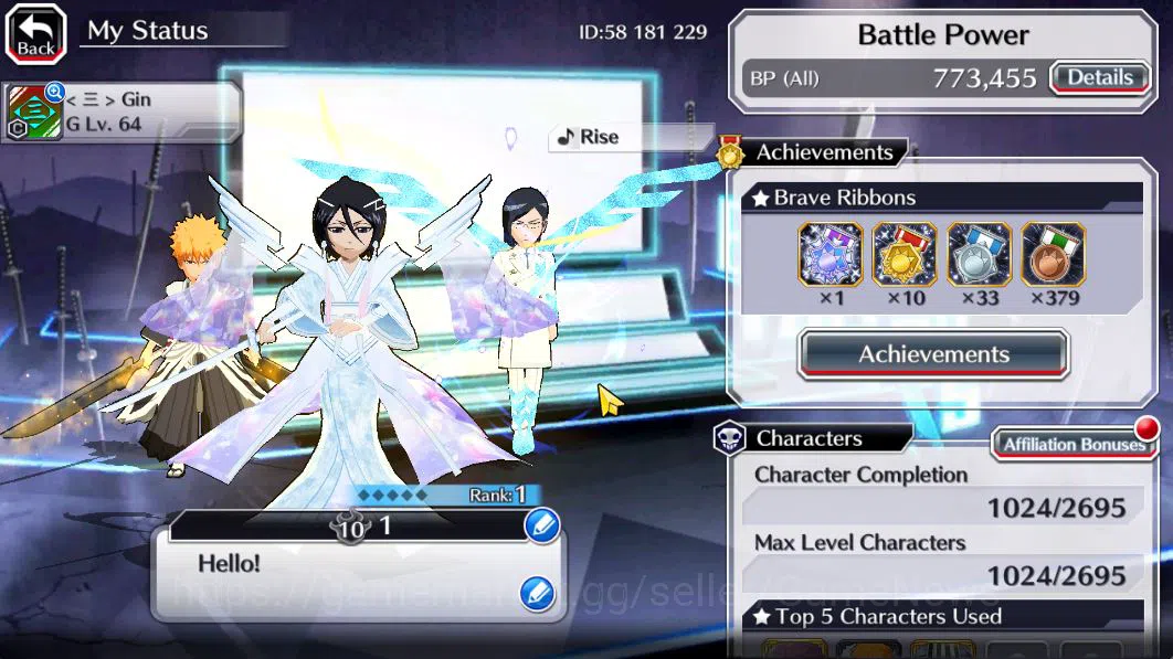 Bleach: Brave Souls Accounts Mid-Tier [GLOBAL]48K Orb|Rukia 10th Aniv,TYBW26[Uryu,Ichigo],TYBW25[NAnana,AsNodt],Byakuya 2