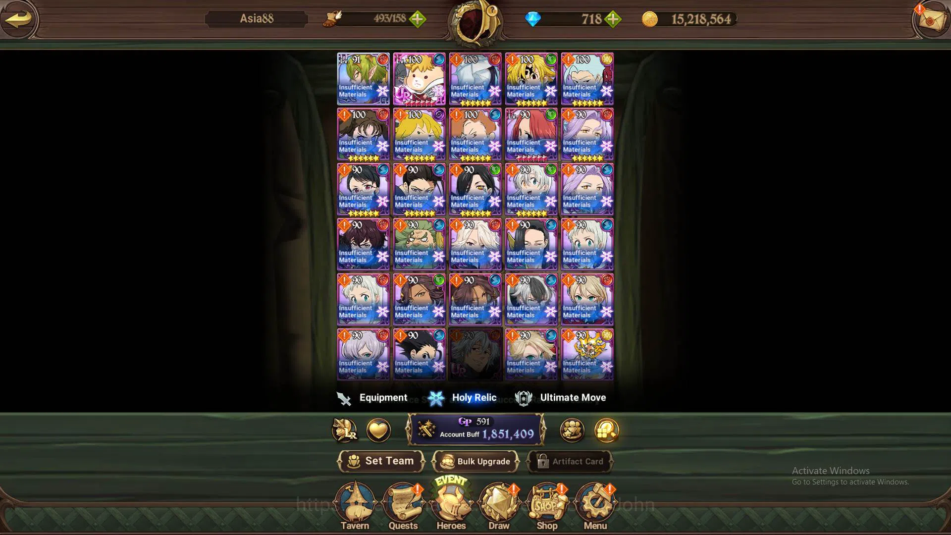 The Seven Deadly Sins: Grand Cross Accounts Others ASIA|1.8M CC|DM 718|LR Helbram 4/6|4UR Lancelot,Meresca,ODK,DKM,etc|More 4