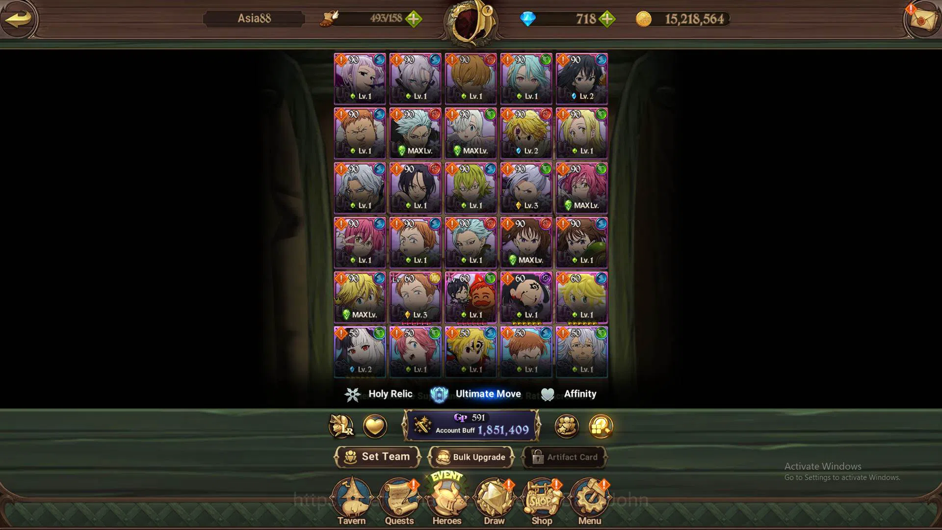 The Seven Deadly Sins: Grand Cross Accounts Others ASIA|1.8M CC|DM 718|LR Helbram 4/6|4UR Lancelot,Meresca,ODK,DKM,etc|More 6
