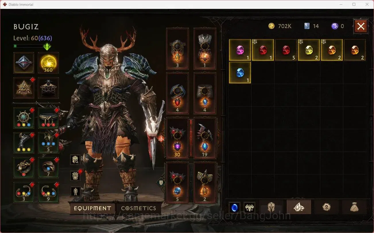 Diablo Immortal Accounts High-End NA - High Heavens | 60 (636) Barbarian - Maledictor | CR 36k | Reso 360 | Inferno 2 |Varog 11