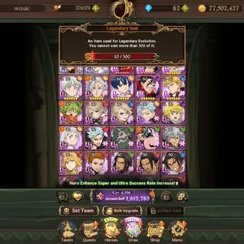 The Seven Deadly Sins: Grand Cross Accounts Endgame GLOBAL|1,6M CC|2 LR +6 UR +Cross IF|L Meli,Elizabeth,Gawain,N