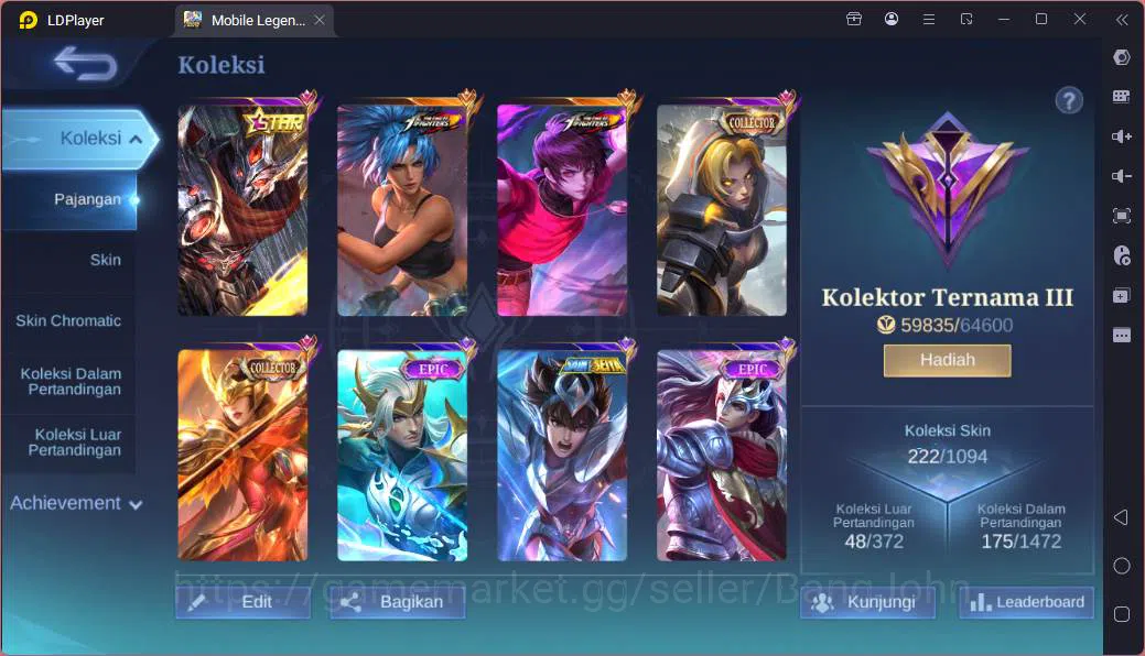 Mobile Legends: Bang Bang Accounts Hero 96|Skin 222|Kof Dyrroth+Karina,Prime Granger, image 19