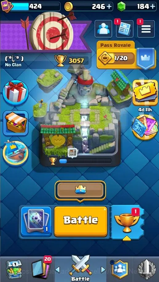 Clash Royale Accounts High-End Lv 424|KTL 10|Trophy 3057|Card 53/121|1 Hero,3 EVO|2 MAX 10 Epic,18 Rare,22 Common|Gems 1