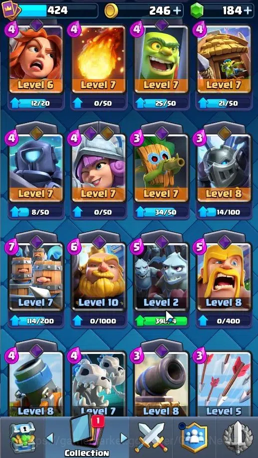 Clash Royale Accounts High-End Lv 424|KTL 10|Trophy 3057|Card 53/121|1 Hero,3 EVO|2 MAX 10 Epic,18 Rare,22 Common|Gems 17