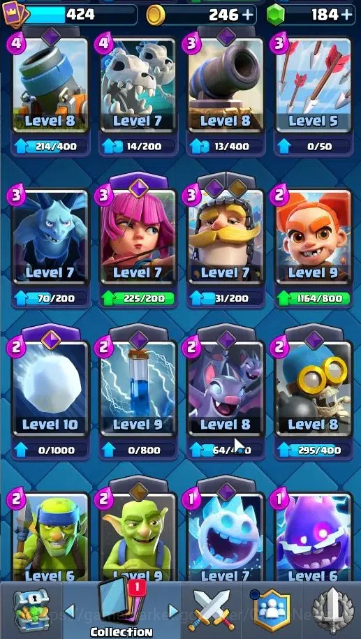 Clash Royale Accounts High-End Lv 424|KTL 10|Trophy 3057|Card 53/121|1 Hero,3 EVO|2 MAX 10 Epic,18 Rare,22 Common|Gems 18