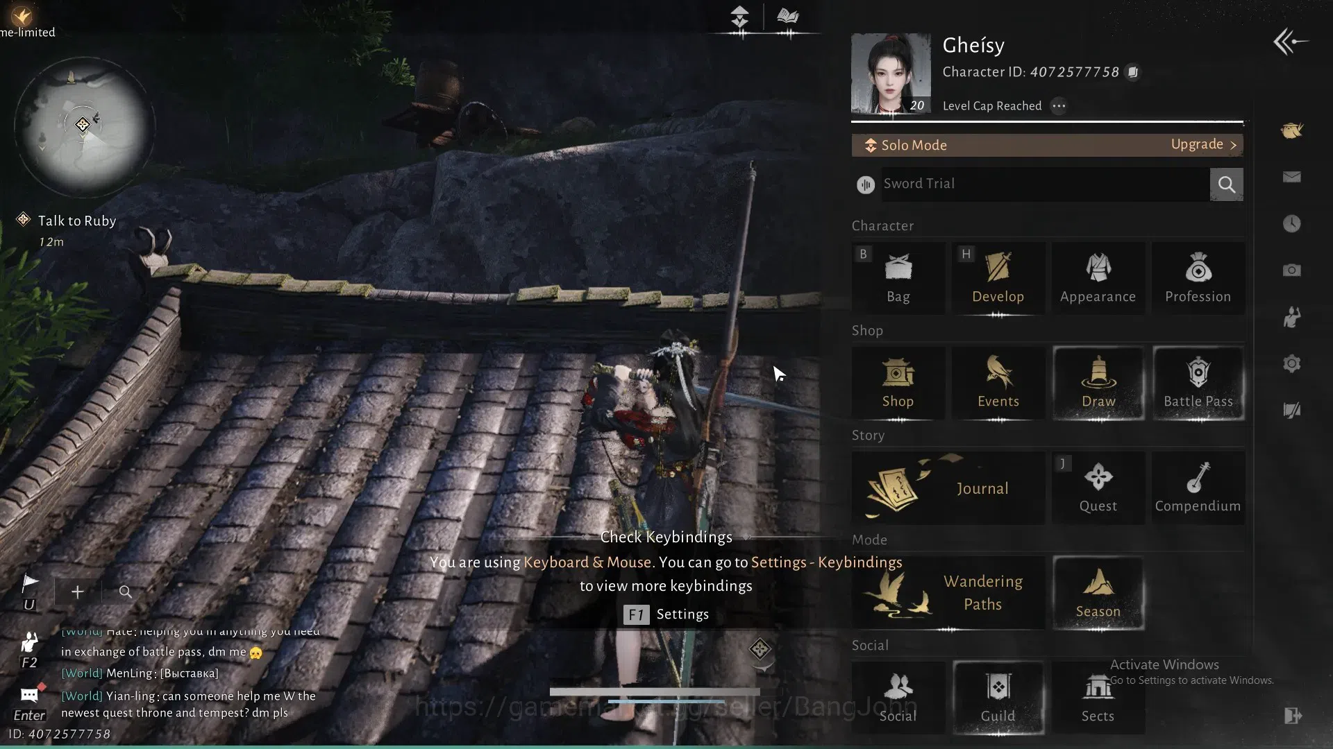 Where Winds Meet Accounts ASIA | Selector On 1 Harmonic Core | MC Female | Lv 20 (Starter) | Limited Martial Destiny Armor 8