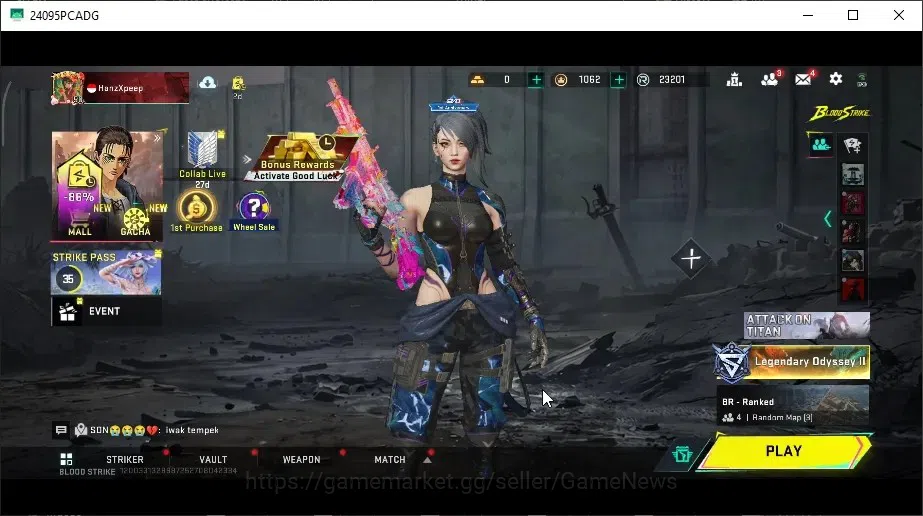 Blood Strike Accounts Collab Skin ASIA|Eternal DEagle|5 Ultra (Val,Jet,M4A1,INP-9,AUG)|7 Collab 1