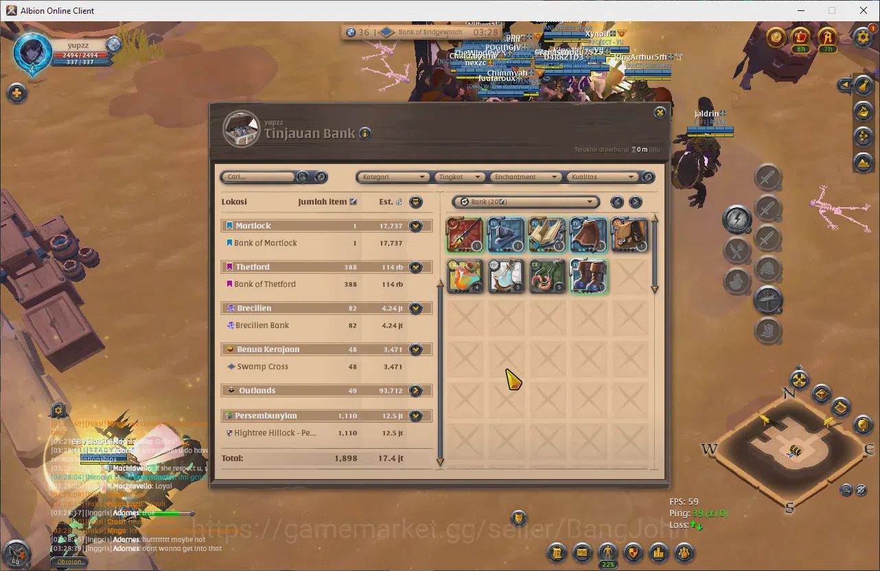 Albion Online Accounts Others ASIA |345M TotalFame|3,68M PvpFame|336M PvEFame197 PlayerKills|1523 LearningPoint|17,4M 1