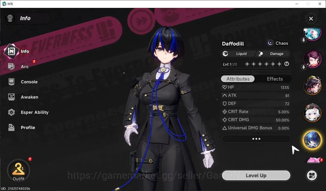 Neverness to Everness Accounts Global NA |HL 3| 3 SSR Hotori, Daffodil, Sakiri +  image 3