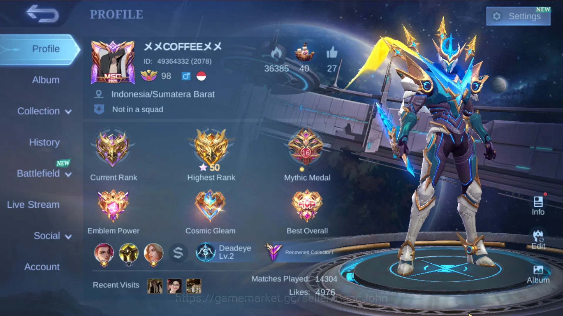 Mobile Legends: Bang Bang Accounts Hero 131|Skin 300|Legend Gusion|TF Xborg|Prime Bea image 1