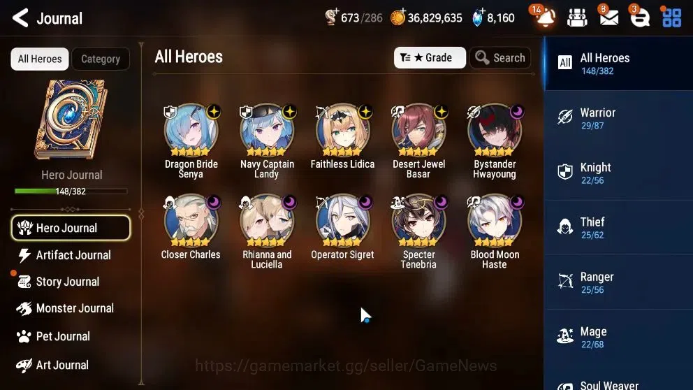 Epic Seven Accounts High-End GLOBAL UnVerif|New Era|10 ML(Rhiana&Luc,BysHwayung,DB Senya,etc)+Ab Fumyr,Renak,Estele,etc|532 6