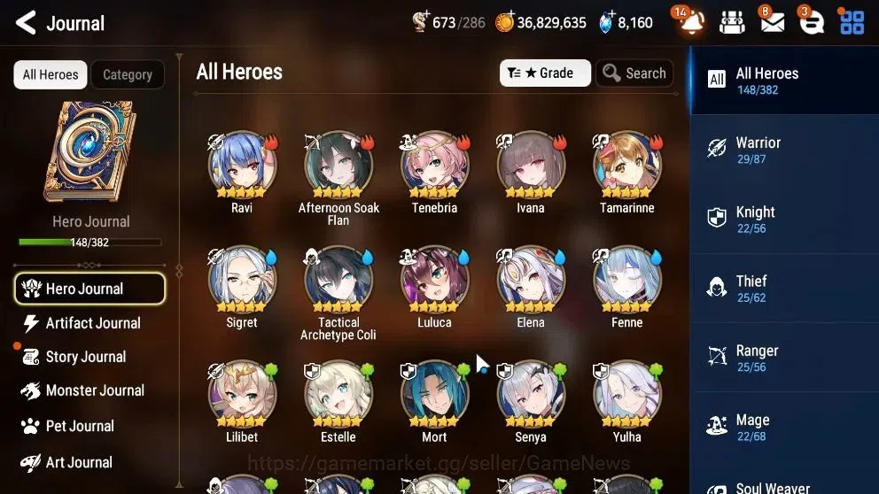 Epic Seven Accounts High-End GLOBAL UnVerif|New Era|10 ML(Rhiana&Luc,BysHwayung,DB Senya,etc)+Ab Fumyr,Renak,Estele,etc|532 7