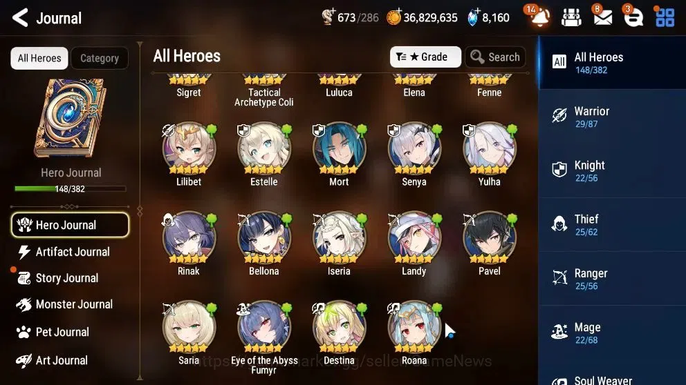 Epic Seven Accounts High-End GLOBAL UnVerif|New Era|10 ML(Rhiana&Luc,BysHwayung,DB Senya,etc)+Ab Fumyr,Renak,Estele,etc|532 8
