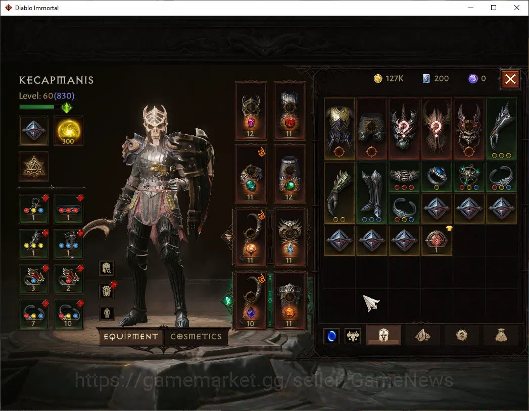 Diablo Immortal Accounts Mid-Tier SA - malah|Change Server On|Lv60(830)|Necromancer|CR 36k|Reso 300|Paragon 5
