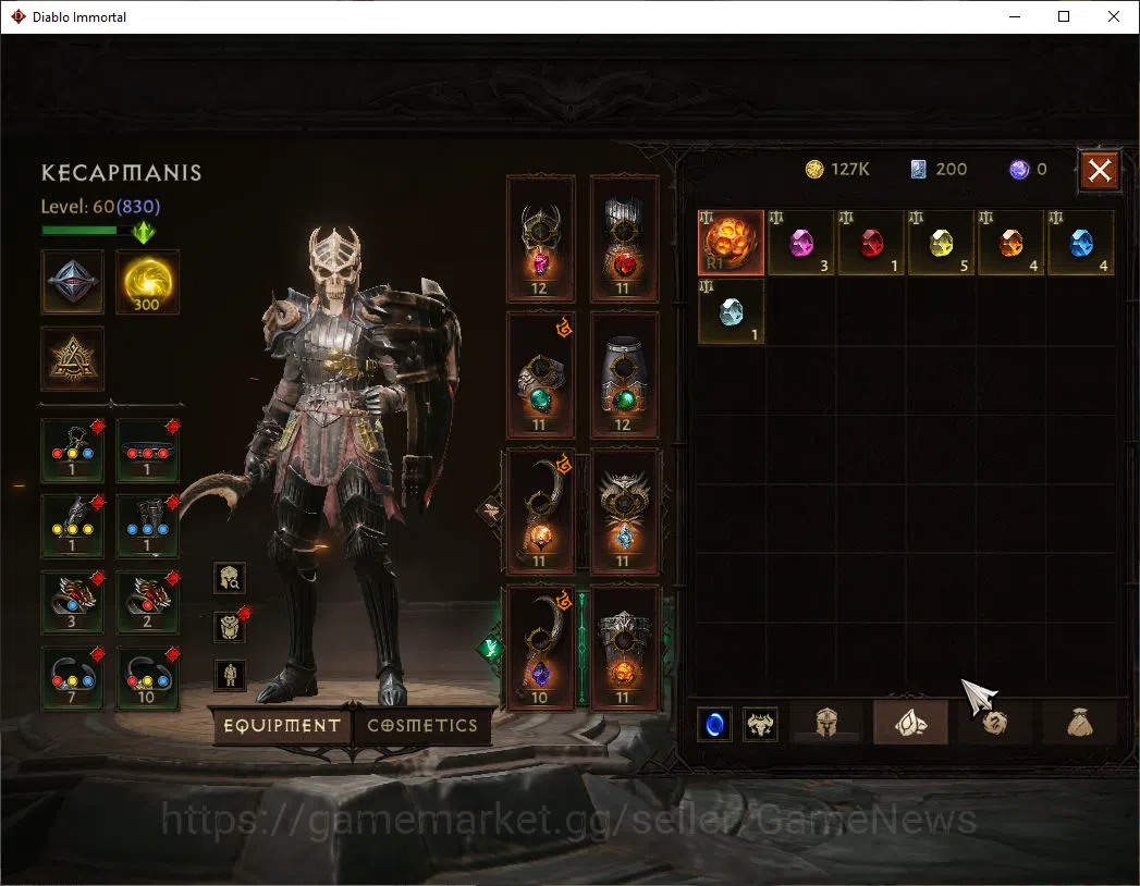 Diablo Immortal Accounts Mid-Tier SA - malah|Change Server On|Lv60(830)|Necromancer|CR 36k|Reso 300|Paragon 6