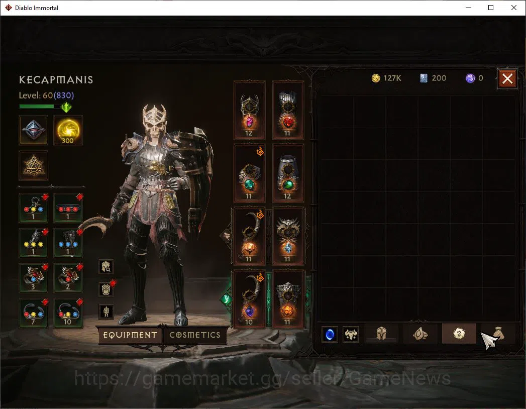 Diablo Immortal Accounts Mid-Tier SA - malah|Change Server On|Lv60(830)|Necromancer|CR 36k|Reso 300|Paragon 7