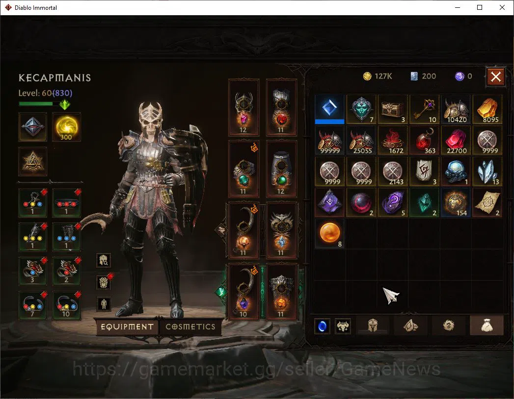 Diablo Immortal Accounts Mid-Tier SA - malah|Change Server On|Lv60(830)|Necromancer|CR 36k|Reso 300|Paragon 8
