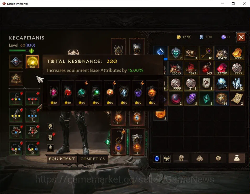 Diablo Immortal Accounts Mid-Tier SA - malah|Change Server On|Lv60(830)|Necromancer|CR 36k|Reso 300|Paragon 9