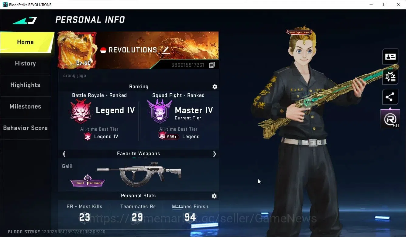 Blood Strike Accounts ASIA|ETERNAL lv4 Karl98,DeAgle+COLLAB TR MCX,FN2K, image 2