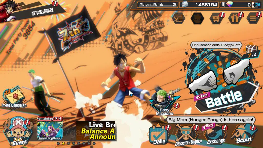 One Piece Bounty Rush Accounts Starter Global|3 EX|Blackbeard Pirates Kuzan,Raid On Onagashima Roronaoa Zoro,TFE Marshal D