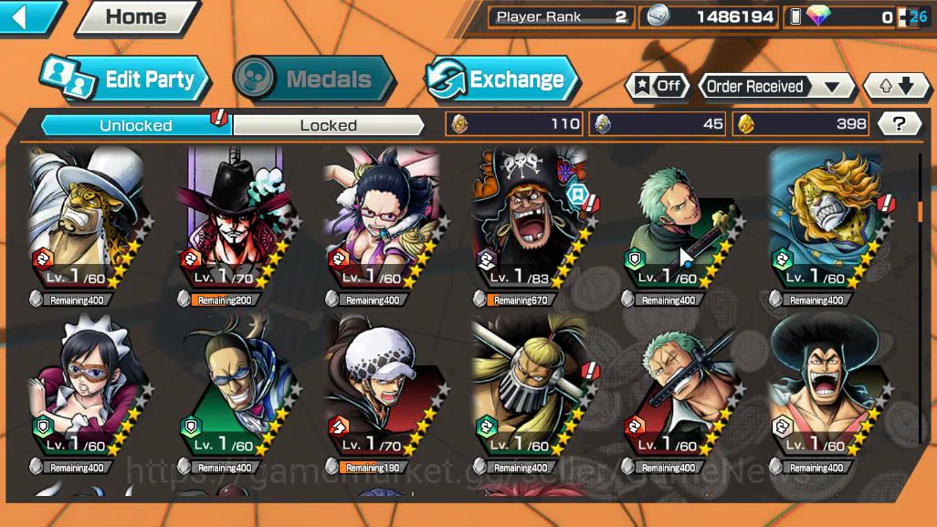 One Piece Bounty Rush Accounts Starter Global|3 EX|Blackbeard Pirates Kuzan,Raid On Onagashima Roronaoa Zoro,TFE Marshal D 6