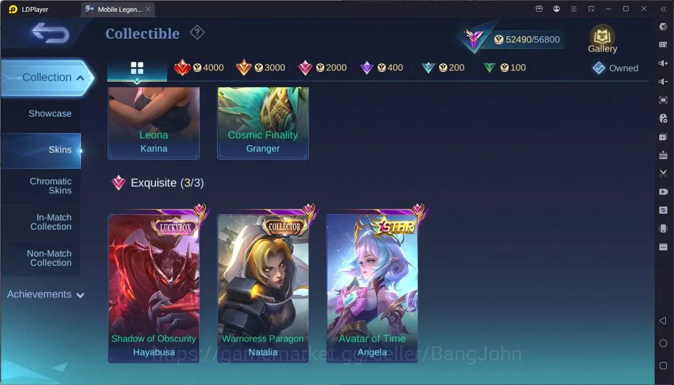 Mobile Legends: Bang Bang Accounts Collector Global|Hero 99|Skin 201|Renowned|Prime Granger|KOF Karina|5-STAR 8